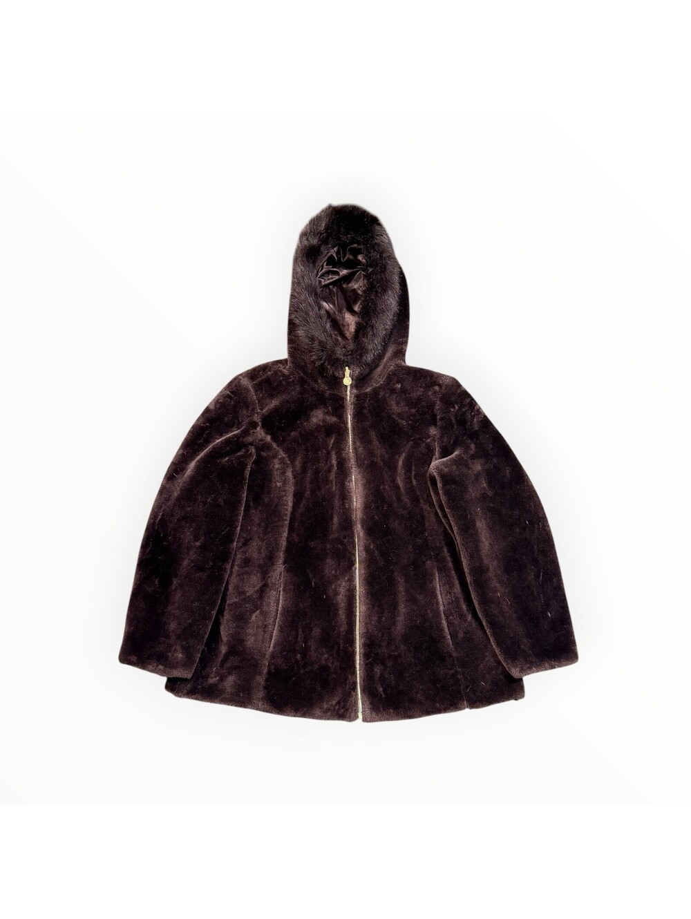 Vintage Susan Graver Faux Fur Hooded Jacket Full Zip Women’s